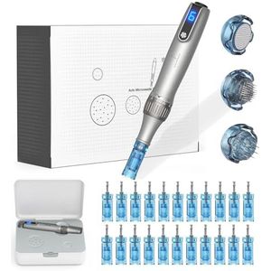 M8S Dermapen micronaalden Visage Pen voor professionele draadloze micronaalden met 22 reserve cartridges, instelbare micronaaldmachine met 6 snelheden voor de huidverzorging