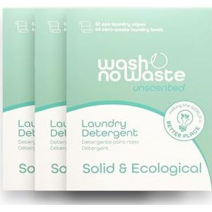 Wash no Waste - Wasmiddel Strips voor wasmachine (192 wasbeurten). Hypoallergeen en Biologisch afbreekbaar. Verzachtend effect. Krachtige reinigingskracht. Veganistisch. (Unscented)