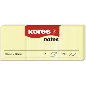 Kores - Zelfklevende notitieblok 50x40mm geel 12x3