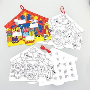 Baker Ross FC274 inkleurbaren feestelijke adventskalender - pak van 5, creatieve adventskalenders voor kinderen, kerstknutsel voor kinderen