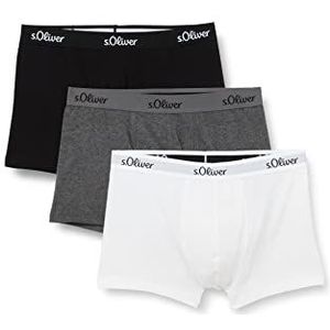 s.Oliver RED LABEL Bodywear LM s.Oliver Boxer Basic 3X Boxershorts, voor heren, grijs/zwart/wit, geschikt (3 stuks), grijs/zwart/wit., L
