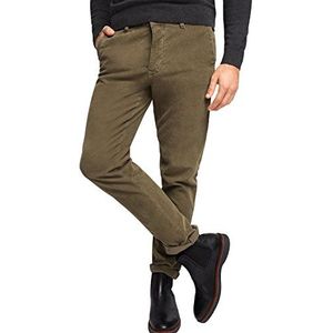 ESPRIT heren chino broek cord, groen (khaki green 350), 31W x 34L