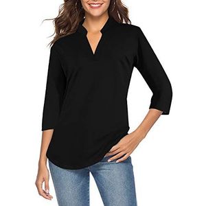 CEASIKERY Damen Shirt Tuniek Tunika, Zwart, XL
