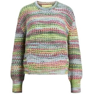 JACK & JONES Dames Jxsimone Space Dye Crew Neck Knit Noos Gebreide Trui, Limeade/Stripes:/6 Multi Space Dye, L