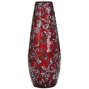 Grote Hoge Vaas 18 inch 40 cm Vazen voor Bloemen Handgemaakte Decoratieve Mozaïek Glitter Vaas Sprankelend Glas Cadeau Cadeau Cadeau (Grote Rode Roos)