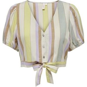 ONLY Dames Onltine Ss Knot Button Top WVN Shirtblouse, Whitecap Grijs/Stripes: vlear Sky + Pruple Rose + Sundress, S