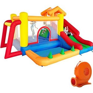 Ballsea Springkasteel met ventilator, springkasteel voor kinderen, indoor, cadeaus voor kinderverjaardagsfeestjes, 343 x 280 x 203 cm