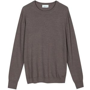 Diana Studio, Herentrui met ronde hals, basic, beige, 100% merinowol, effen, lange mouwen, maat S, regular fit, Beige/Taupe, S