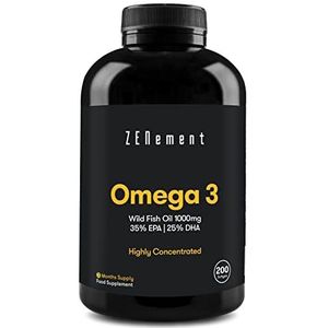 Omega 3 Visolie, 2000mg met 700 mg EPA & 500 mg DHA per Portie | 200 softgels met Hoge Dosis Pure Visolie | DHA en EPA voor normaal functioneren van het hart | Zenement