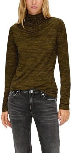 QS - Shirt - Donkergroen - Lange Mouw - Slanke Pasvorm