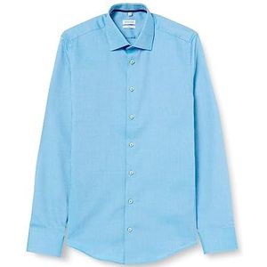 Seidensticker Men's Slim Fit shirt met lange mouwen, turquoise, 45, turquoise