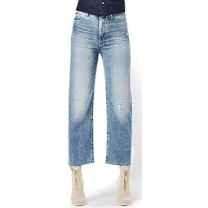 G-STAR RAW Tedie Ultra High Waist Straight Geribbelde enkeljeans voor dames, Sun Faded Ice Fog Destroyed B767-c275, 29W x 30L