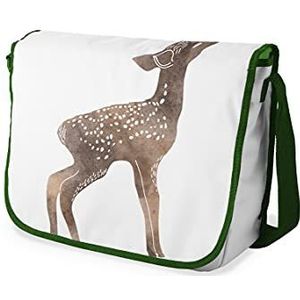 Bonamaison Digitaal bedrukte Messenger schooltas met kaki riem voor studenten, crossbody tas, koerierstas, schoudertas voor kinderen, meisjes, jongens, maat: 29x36 cm