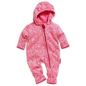 Playshoes Baby gebreide fleece overall, ademende unisex jumpsuit voor jongens en meisjes met lange ritssluiting en capuchon, gemêleerd patroon, roze (pink 18), 80 cm