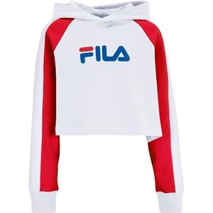 Fila Lalendorf Cropped Blocked Hoody Sweatshirt, helder wit, echt rood, 134-140 meisjes, Helder wit, echt rood, 134/140 cm