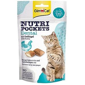 GimCat Nutri Pockets Dental - Knapperige kattensnack met crèmige vulling en functionele ingrediënten - 1 zak (1 x 60 g)