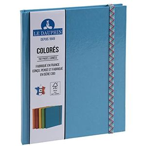 Le Delfin 267212D - 1 notitieboek Iderama - binnen gelinieerd - kleurrijk elastiek - afmetingen 22 x 17 cm - verticaal - 192 pagina's - kleur blauw cover - FSC®-gecertificeerd