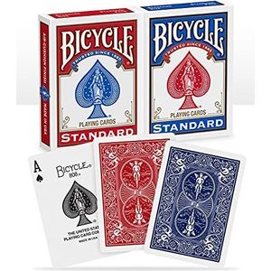 Bicycle® Standard index Playing Cards, 2 Decks, Red & Blue, Air Cushion Finish, Professional, Superb Handling & Durability