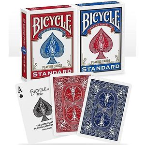 Bicycle ® Speelkaarten met standaardindex, 2 decks, rood en blauw, luchtkussenafwerking, professioneel, uitstekende bediening en duurzaamheid