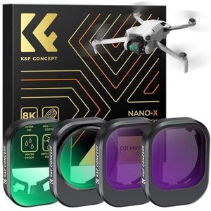 K&F Concept Mini 4 Pro filterset, 4 stuks CPL, UV, ND8, ND16 filter compatibel met DJI Mini 4 Pro, met multi-coated HD optisch glas, aluminium versie
