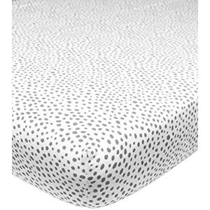 Meyco Baby Cheetah Hoeslaken voor boxmatras (lakens van 100% jersey-katoen, extra zacht, comfortabel, ademend, perfecte pasvorm door elastiek rondom, afmetingen: 75 x 95 cm), grijs