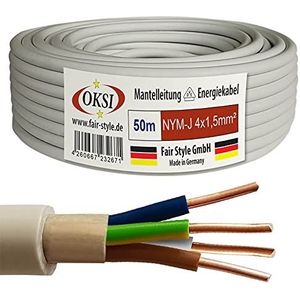 OKSI NYM-J 50m 4x1,5 mm² kabel voor vochtige ruimtes elektrische kabel koper Made in Germany