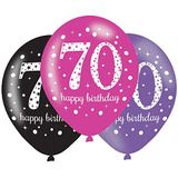 amscan 10022461 9900723 6 ballonnen 70 Celebration, zwart, roze, paars