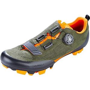 fizik X5 Terra mountainbike-schoen – adaptieve pasvorm, koolstofvezel, Microtex, Militair groen oranje fluo, 38 EU