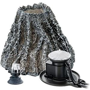 Hydor Aquarium Decoration Kit VOLCANO SHOW KIT BOX, Volcano, gemaakt van niet-giftige hars, met beluchter en bellenverspreider, rood led-licht