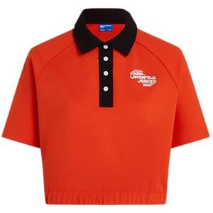 Karl Lagerfeld Jeans, Dames, Korte Mouw Polo Sweat, Regular Fit, Rood, S