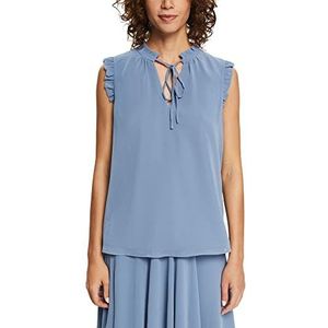 ESPRIT Collection Gerecycled: blousetop van crêpe, grijs/blauw (grey/blue), XL