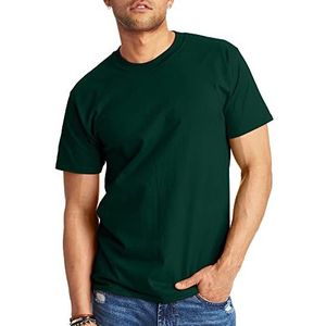 Hanes Beefy-t T-shirt voor heren, zwaargewicht katoenen T-shirt, 1 of 2 stuks, groot en lang, Deep Forest - 1 Pack, S