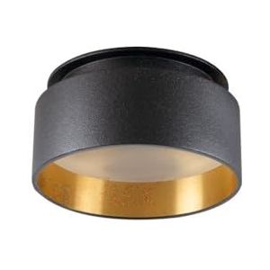 Houder voor inbouwspot, plafond, zwart/goud, ø 80 mm, GU10/GU5.3