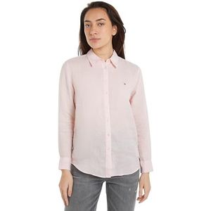 Tommy Hilfiger Dames linnen ontspannen overhemd Ls Casual Shirts, Roze, 32, Whimsy Roze, 58