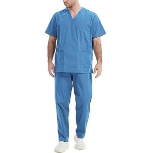 Misemiya ref.6801-6802 Uniform, set, uniseks, tuniek, medisch uniform met bovenstuk en broek, Hemelsblauw, XL