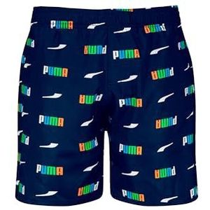 PUMA Swim Boys Bedrukt Logo MID Shorts 1P, Navy Combo, 128 cm