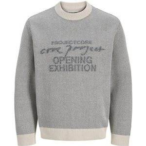 JACK & JONES Jcoscope Knit Jacquard Crew Neck, Rainy Day, M
