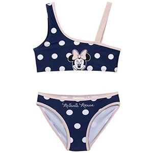 Minnie Mouse Bikini voor meisjes - Blauw en Roze - Maat 10 Jaar - Sneldrogende Stof - Bikini met Elastische Tailleband - Minnie Print met Witte Stippen - Origineel Product Ontworpen in Spanje