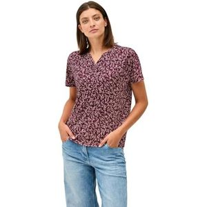 Cecil - T-shirt - Mulberry red - Tuniek-look - Met Minimal-print