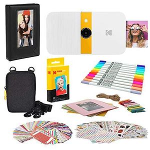 KODAK Smile Instant Print Digitale Camera (Wit/Geel) Fotolijsten Bundel met Soft Case,Zwart/Wit