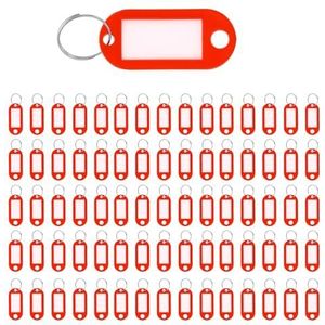 Westcott Sleutelhangers, 100 stuks, verpakking van 100 stuks, robuuste hangers om te beschrijven met verwisselbare etiketten, met metalen ring in de kleur rood, E-10651 00