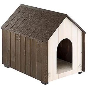FERPLAST hondenkennel voor buiten, hondenhok kleine honden, KOYA SMALL houten hondenhok FSC met niet-giftige verf, ventilatiegaten, isolerende voeten, 44 x 57,5 xh 56 cm.