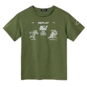 Replay T-shirt voor jongens, korte mouwen, 806 Militair Groen, 6 Jaar