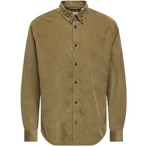 Only & Sons - ONSMICHAEL - Overhemd - Bruin - Corduroy - Lange Mouw