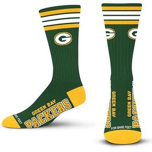 FBF Deuce Crew-sokken, uniseks, voor volwassenen, teamkleur, large, Green Bay Packers, Large