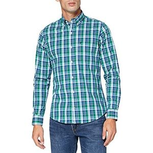 Izod Poplin Plaid Bd Shirt Vrijetijdshemd voor heren, groen (Verdant Green 322), S/M