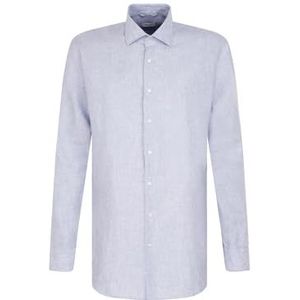 Seidensticker Zakelijk overhemd voor heren, regular fit, zacht, kent-kraag, lange mouwen, 100% linnen, lichtblauw, 42