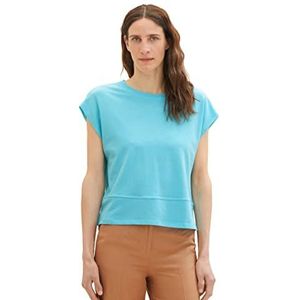 TOM TAILOR Cropped T-shirt voor dames met structuur, 26007 - Teal Radiance, S