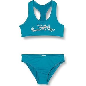 HAUTE PRESSION Tweedelig badpak voor meisjes, effen, schrijven, X9054, C01, T8A, Benzine Blauw, 8-16 ans