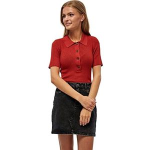DESIRES Dames Geisha Polo Pullover Sweater, Burnt Red, XXL